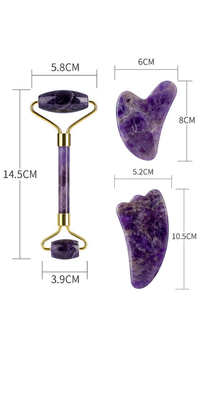 Amethyst Roller Set Heart Shaped