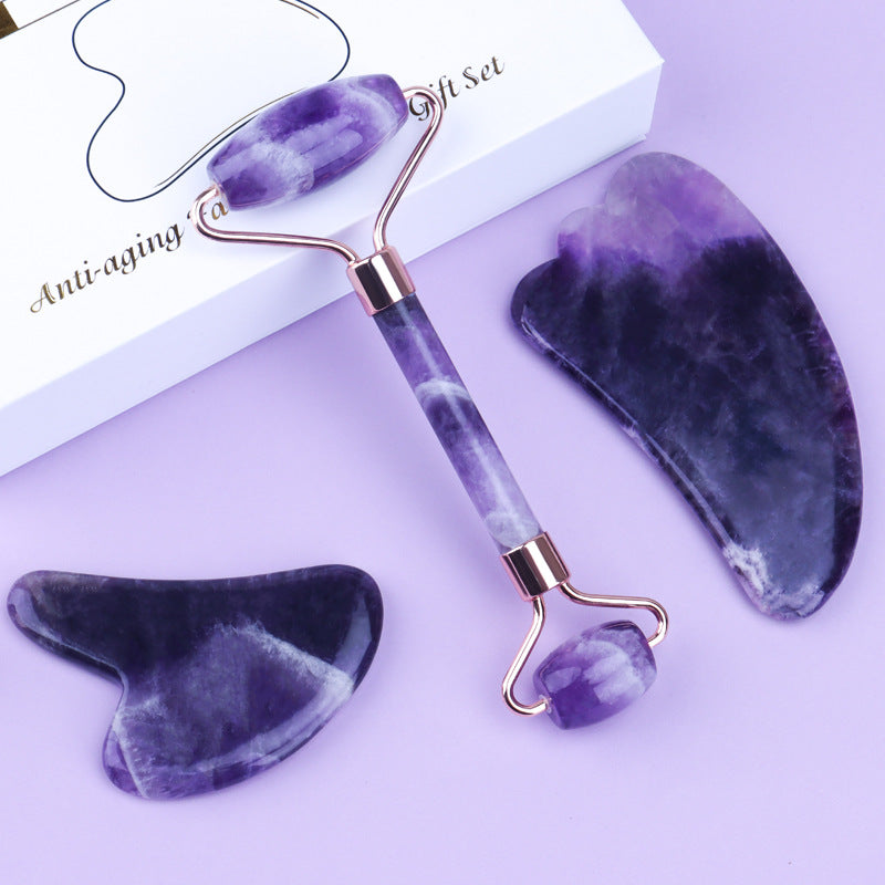 Amethyst Roller Set Heart Shaped